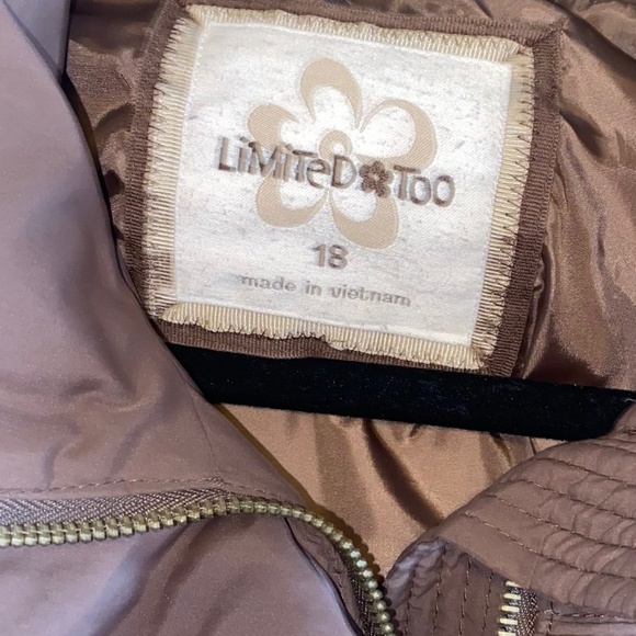 Limited Too size 18 brown down feather puffer coat unisex - Picture 5 of 6